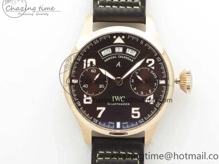 MIROTIME 0510 Popular Big Pilot Real PR IW502706 RG YLF 1:1 Best Edition Brown Dial On Calfskin Strap A 7223